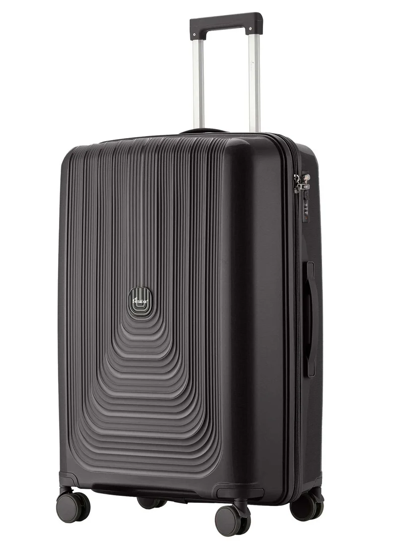 سيناتور حقيبة سفر بعجلات للجنسين من بي بي، خفيفة الوزن، صلبة، دوارة بزاوية  درجة، بعجلات مزدوجة آمنة بسحاب أسود